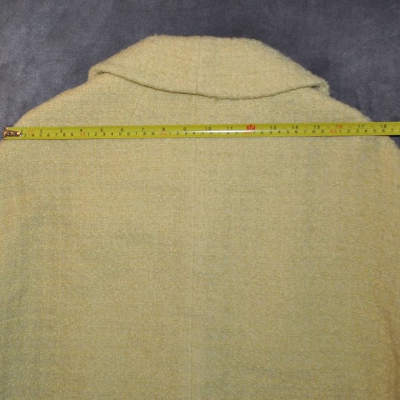 Vintage Lizbeth Jeanne Coat Women's Size Large Yellow Reto Mod Long Wool Coat - Picture 9 of 11